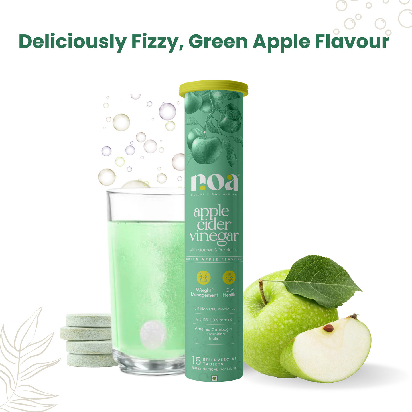 Apple Cider Vinegar with Probiotics & Prebiotics | Green Apple Flavour