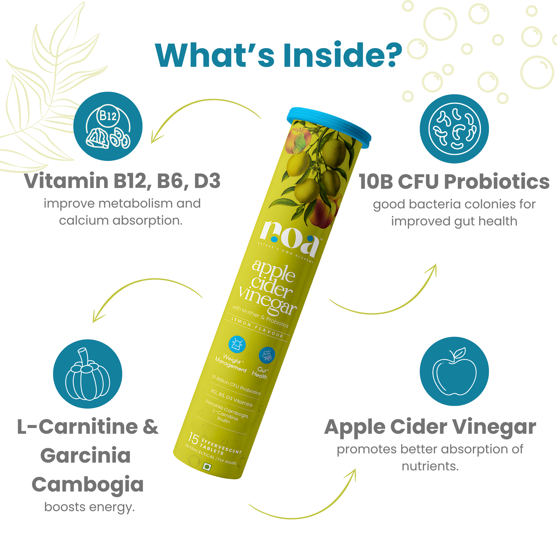 Apple Cider Vinegar with Probiotics & Prebiotics | Lemon Flavour